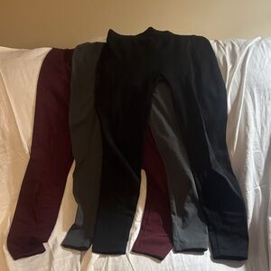 Women's Maroon, Black, and Gray Thermal Leggings